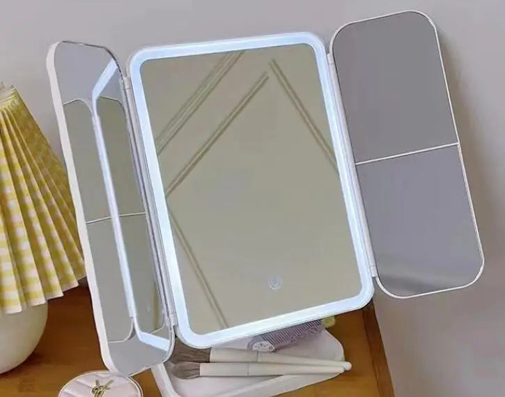 LED Mirror with Three Colors and Foldable Design