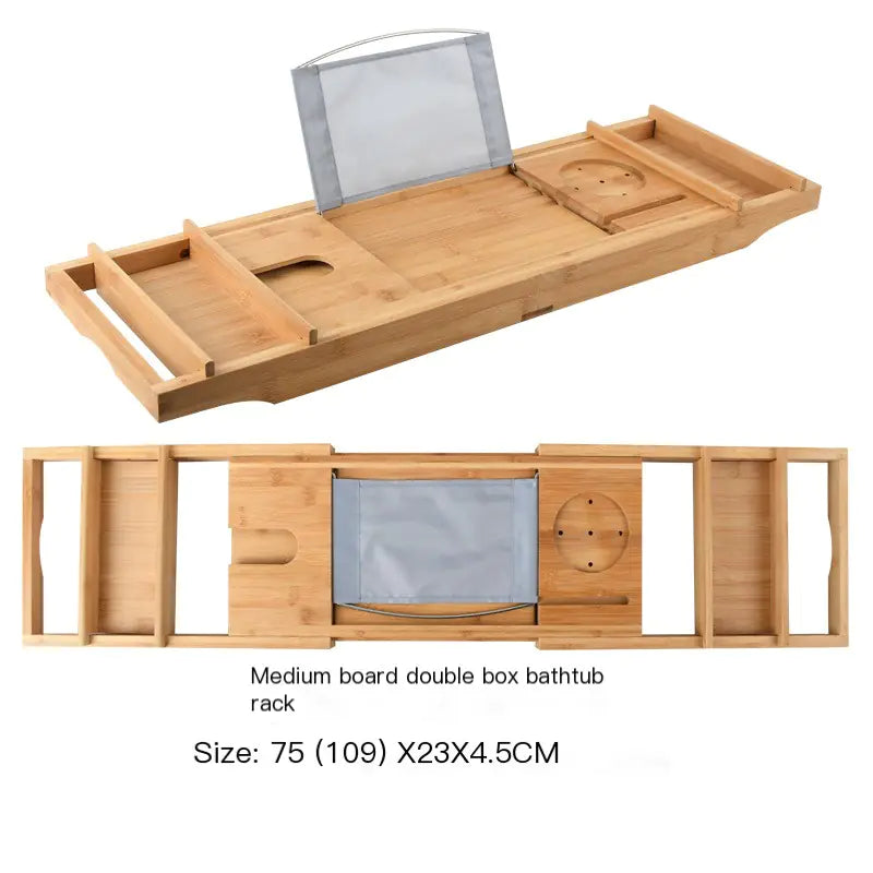 Expandable Non-Slip Bamboo Bathtub Storage Rack