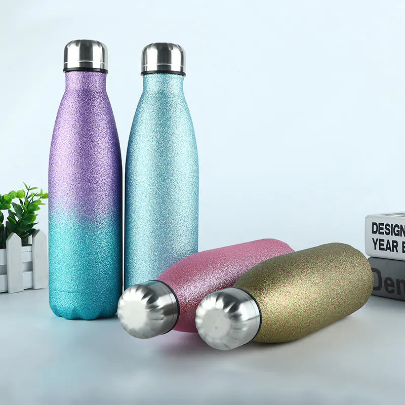 Shiny Gold Stainless Steel Insulated Sports Bottle