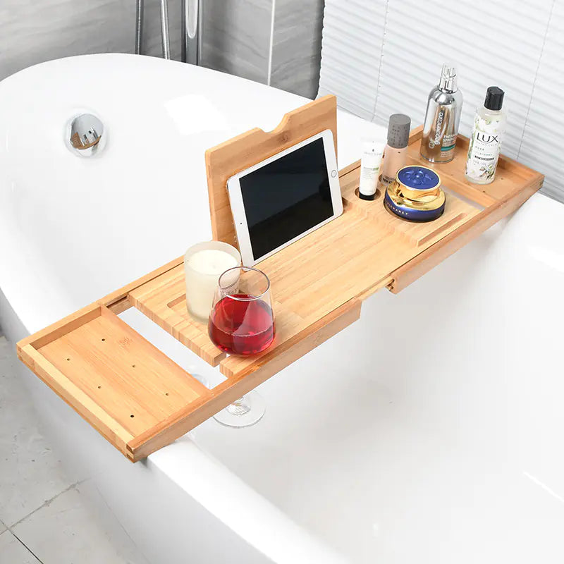 Expandable Non-Slip Bamboo Bathtub Storage Rack