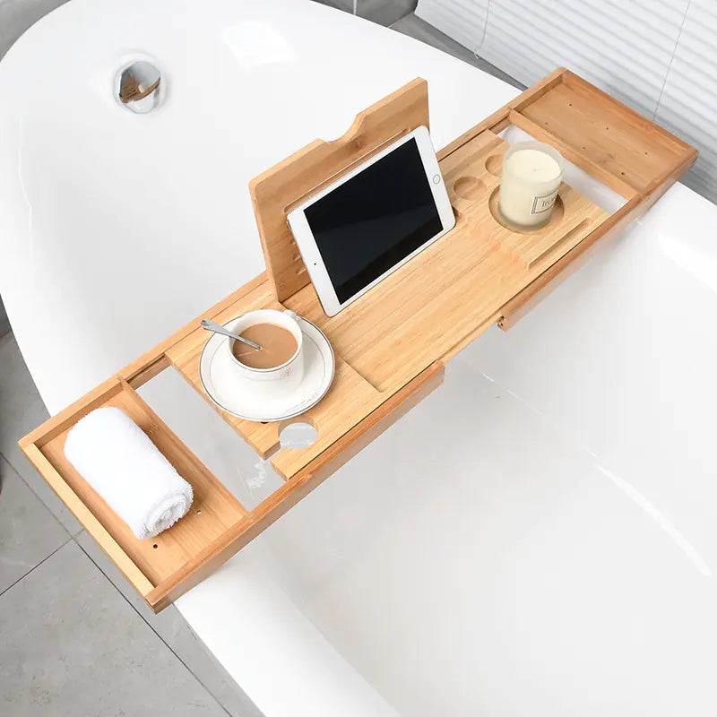 Expandable Non-Slip Bamboo Bathtub Storage Rack