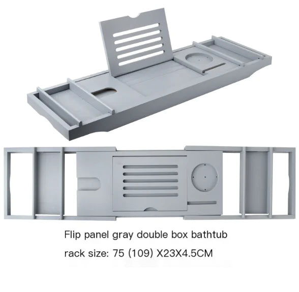 Expandable Non-Slip Bamboo Bathtub Storage Rack