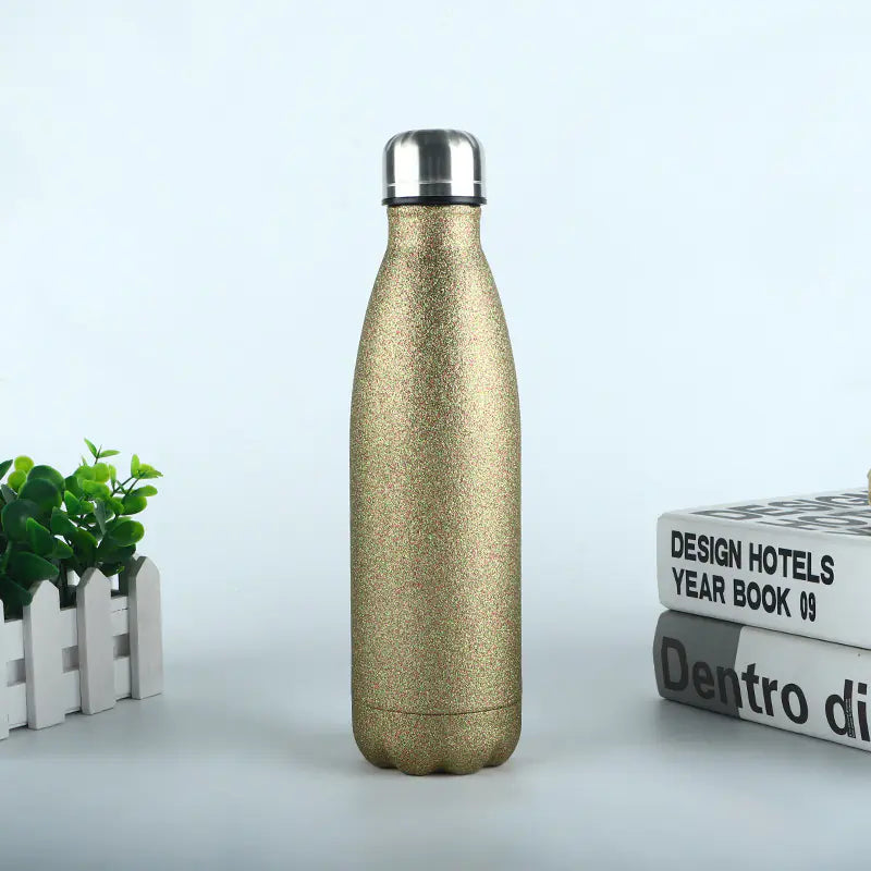 Shiny Gold Stainless Steel Insulated Sports Bottle